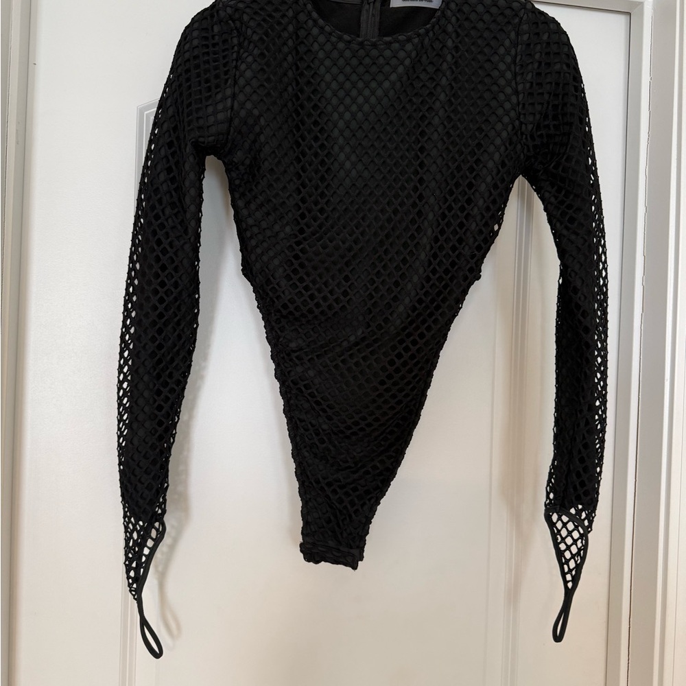 Maniere De Voir Black Mesh Bodysuit